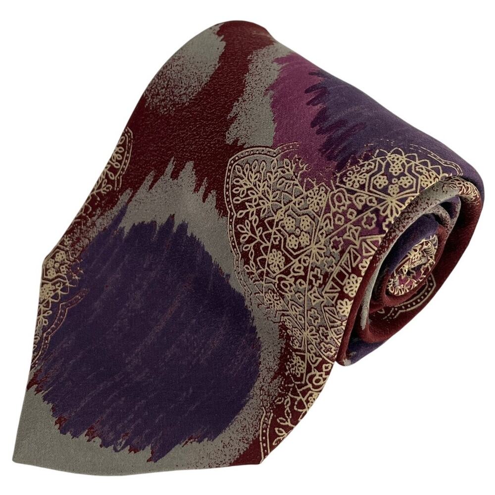 Pierre Balmain Couture Abstract Watercolor Paint Splash Silk Necktie 55x4 China